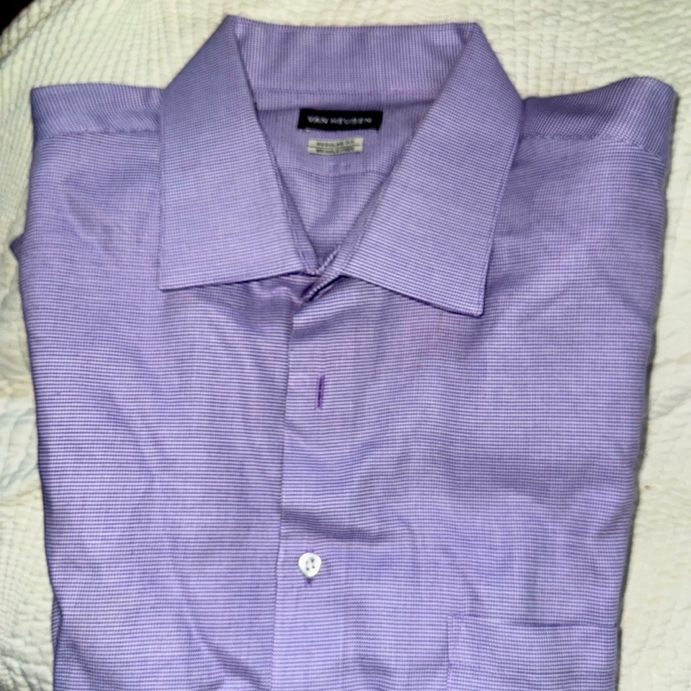 Van Heusen Purple And White Regular Fit Dress Shirt 👔 17-17.5 36/37 XL